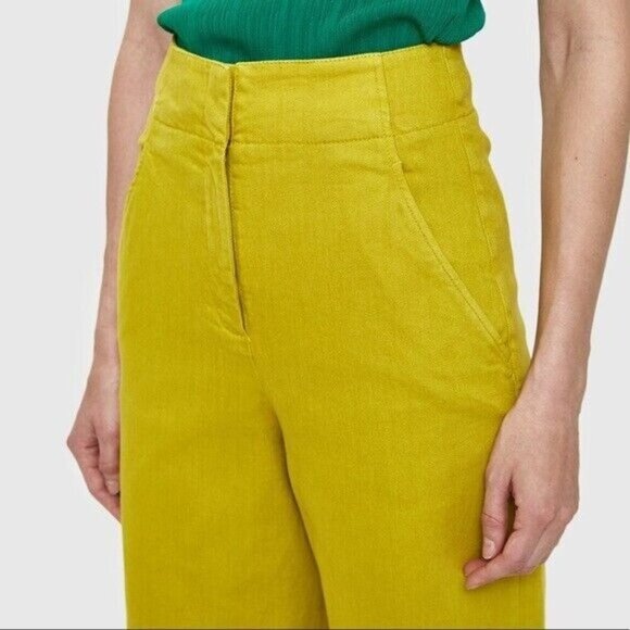 Tibi NWT High-waist Wide-leg Cropped Jeans‎ In Mustard Yellow Size 2 - Picture 4 of 13